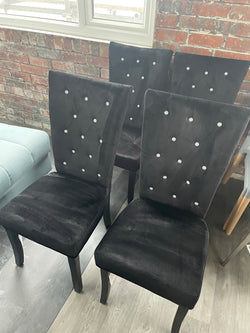 Black brushed velvet dining chairs