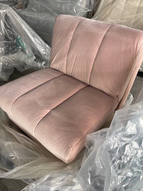 One-Seater Pink Brushed Velvet Sofa Bed